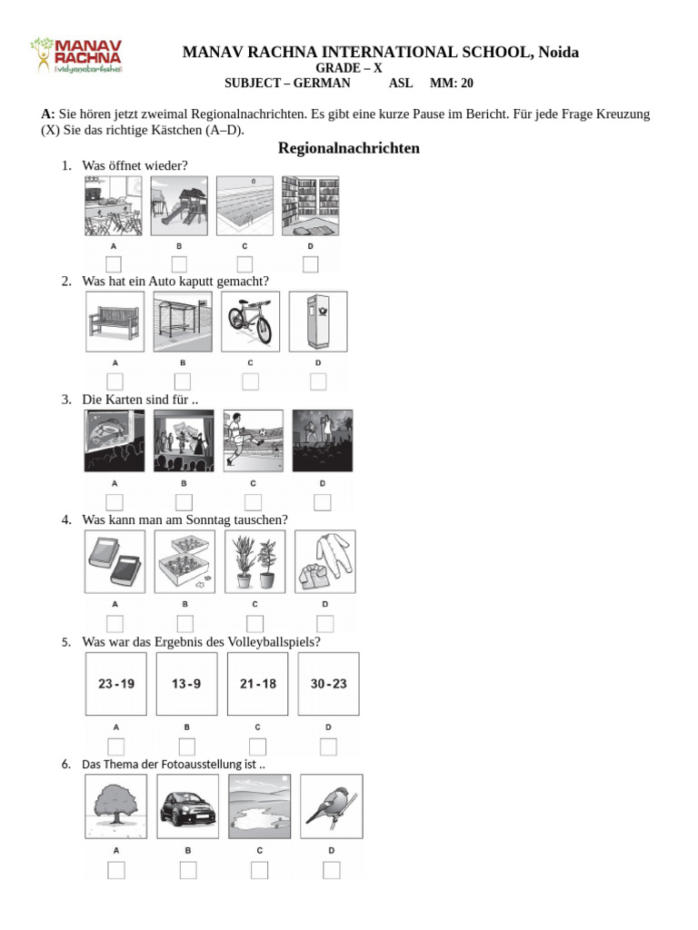 ASL Grade 10 German 24-25 | PDF