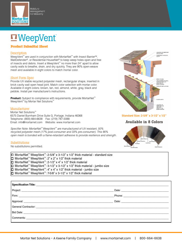 WeepVent - 4.8.25 | PDF | Building Materials | Building Technology