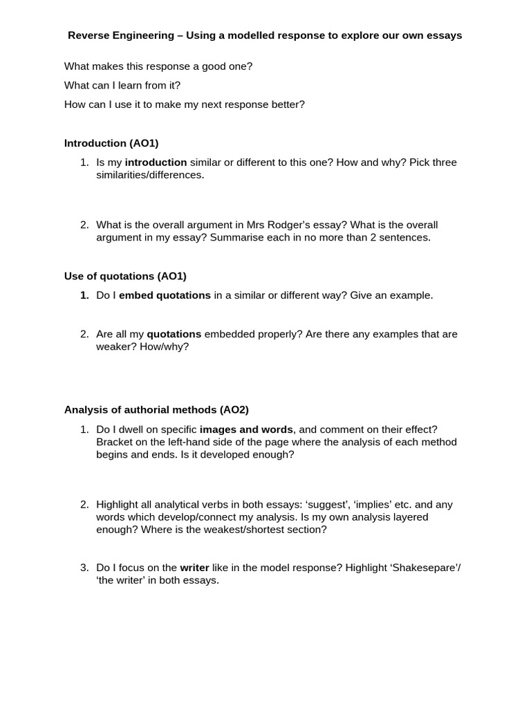 Othello-Essay-Reverse-Engineering-Task | PDF | Essays | Cognitive Science