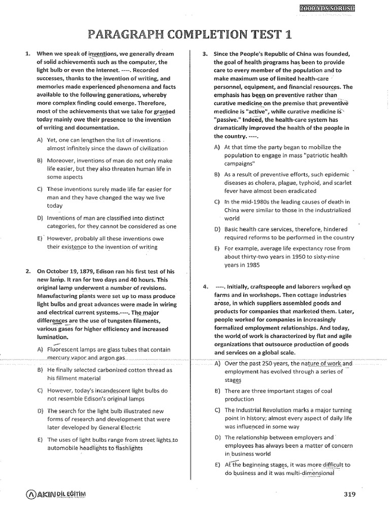 Akin Di̇l 2000 Yds Soru - 3 | PDF