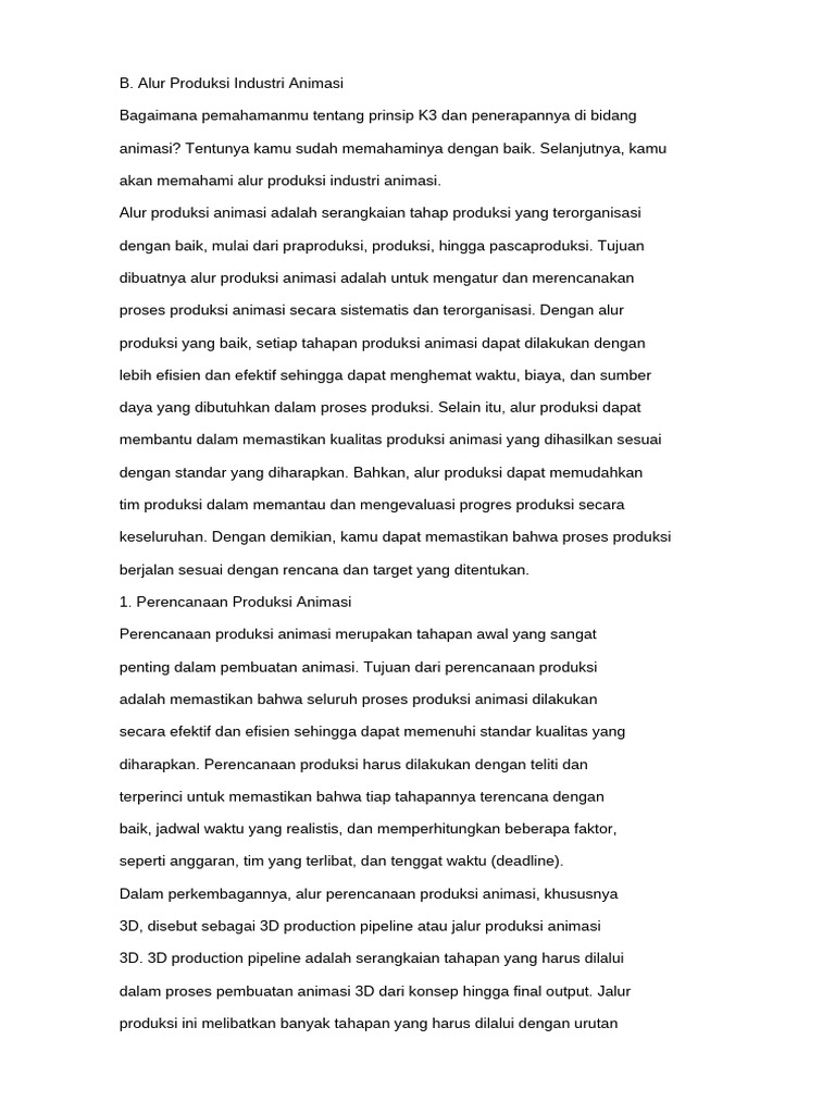 Alur Produksi Animasi 3d Pdf