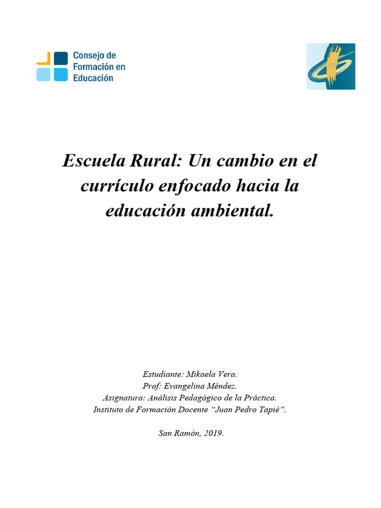 Vera, M., Escuela | PDF | Plan de estudios | Área rural