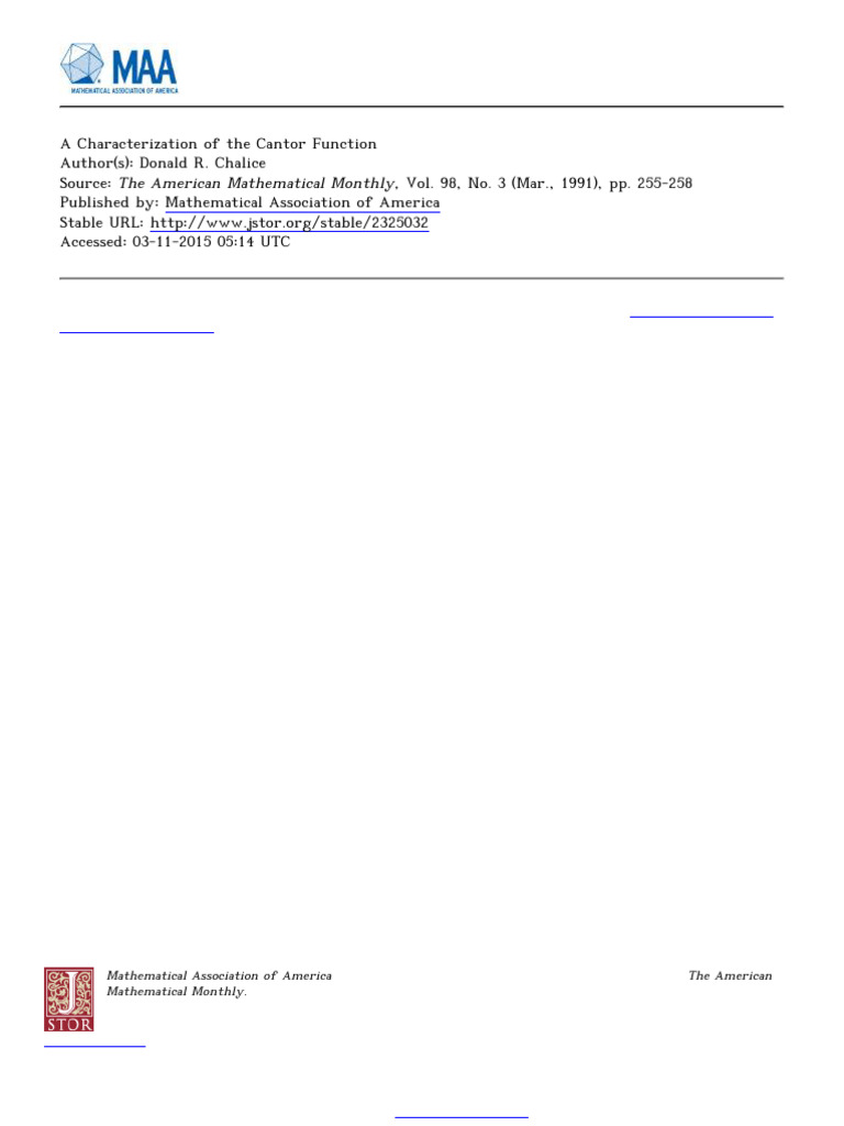 A Characterization of the Cantor Function | PDF | Mathematics | Topology