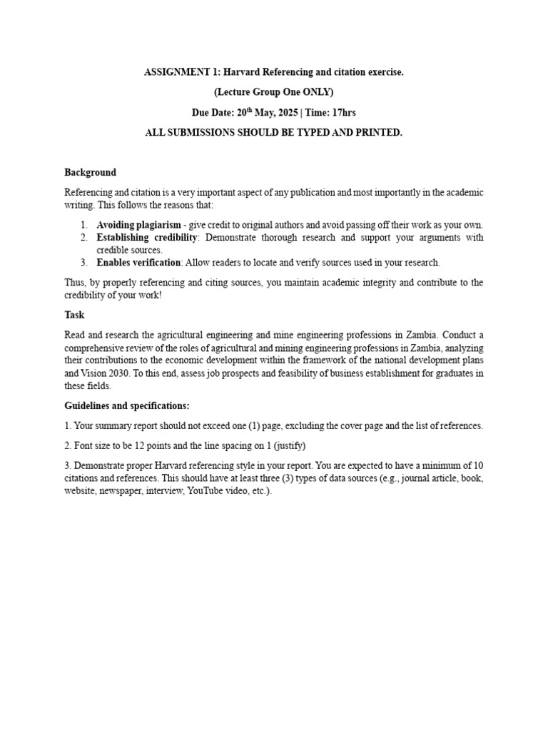 Assignment - Harvard Referencing and Citation Practice | PDF