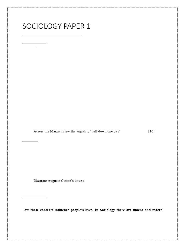 Key Concepts in Sociology Exam Papers | PDF | Sociology | Social ...