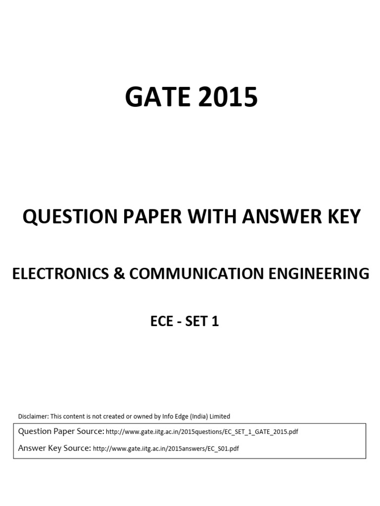 GATE 2015 ECE Question Paper & Answers | PDF | Bandwidth (Signal ...