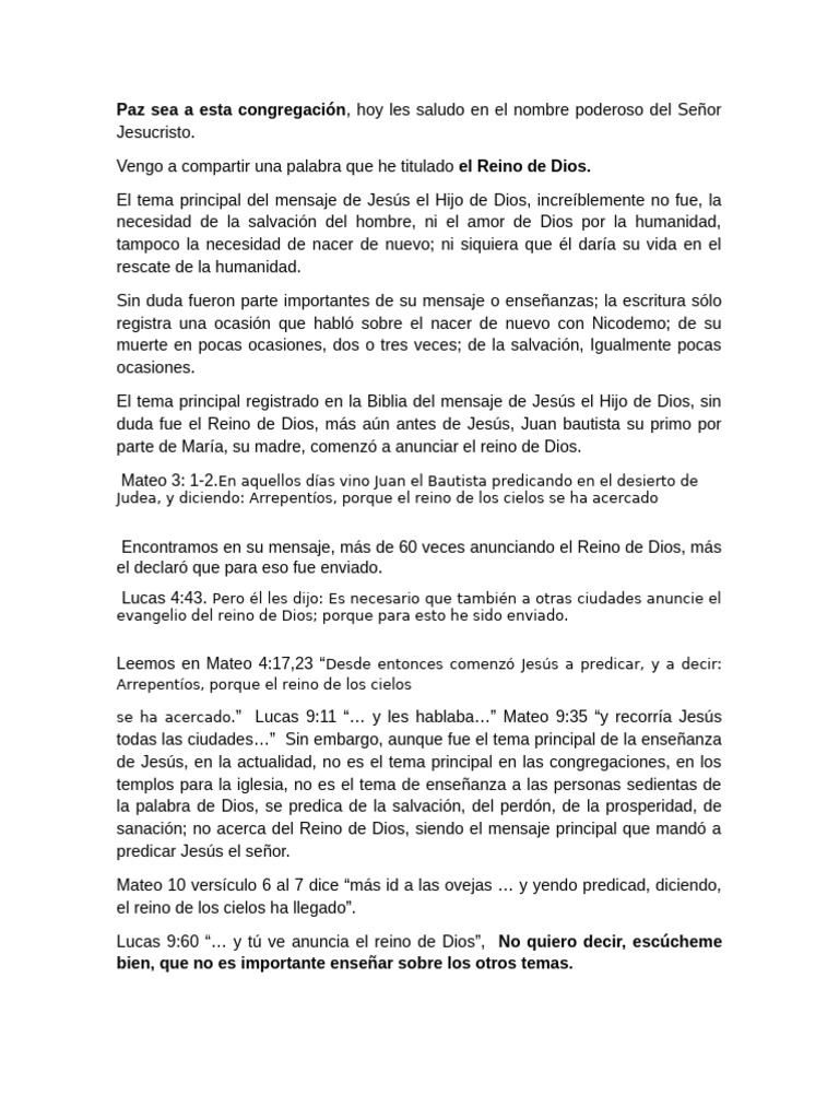 El Mensaje del Reino de Dios | PDF | Jesús | Evangelio de Mateo
