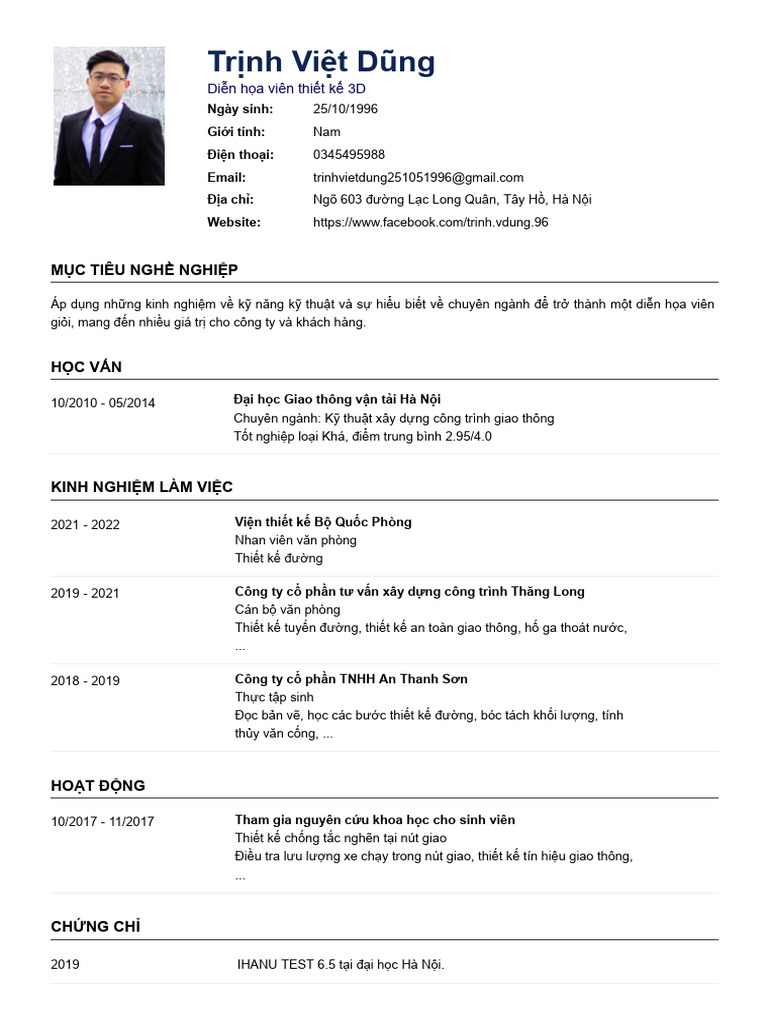 Trinh Viet Dung TopCV - VN 230222.115237 | PDF