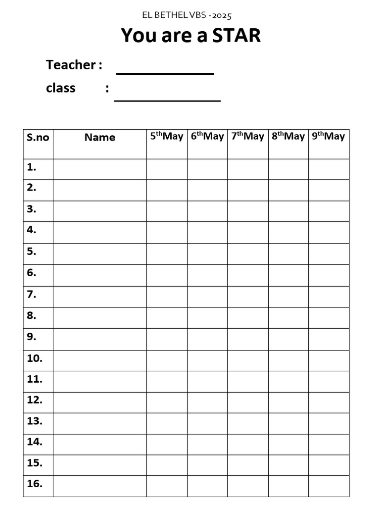 El Bethel VBS 2025 Schedule | PDF