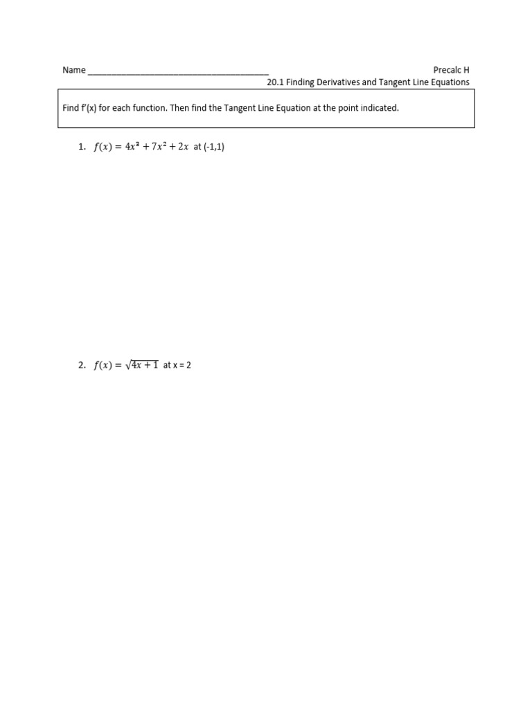 Derivatives and Tangent Lines Guide | PDF