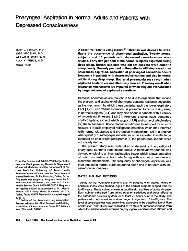 Pharyngeal Aspiration Study Results | PDF | Pneumonia | Respiratory System