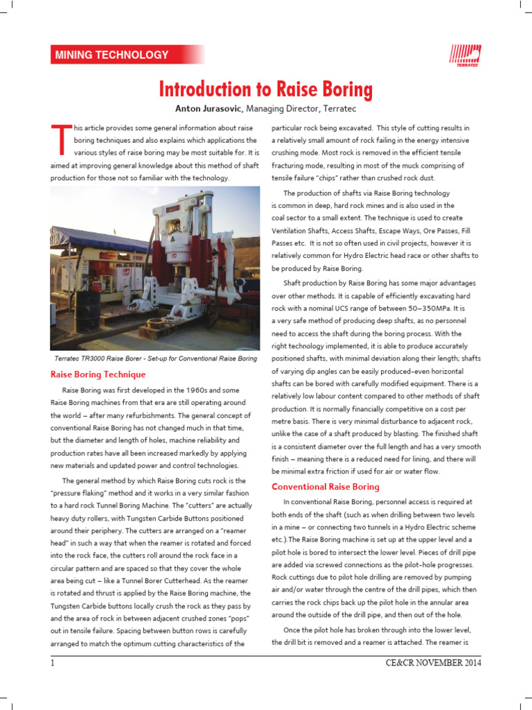 Overview of Raise Boring Techniques | PDF | Drilling | Mechanical ...