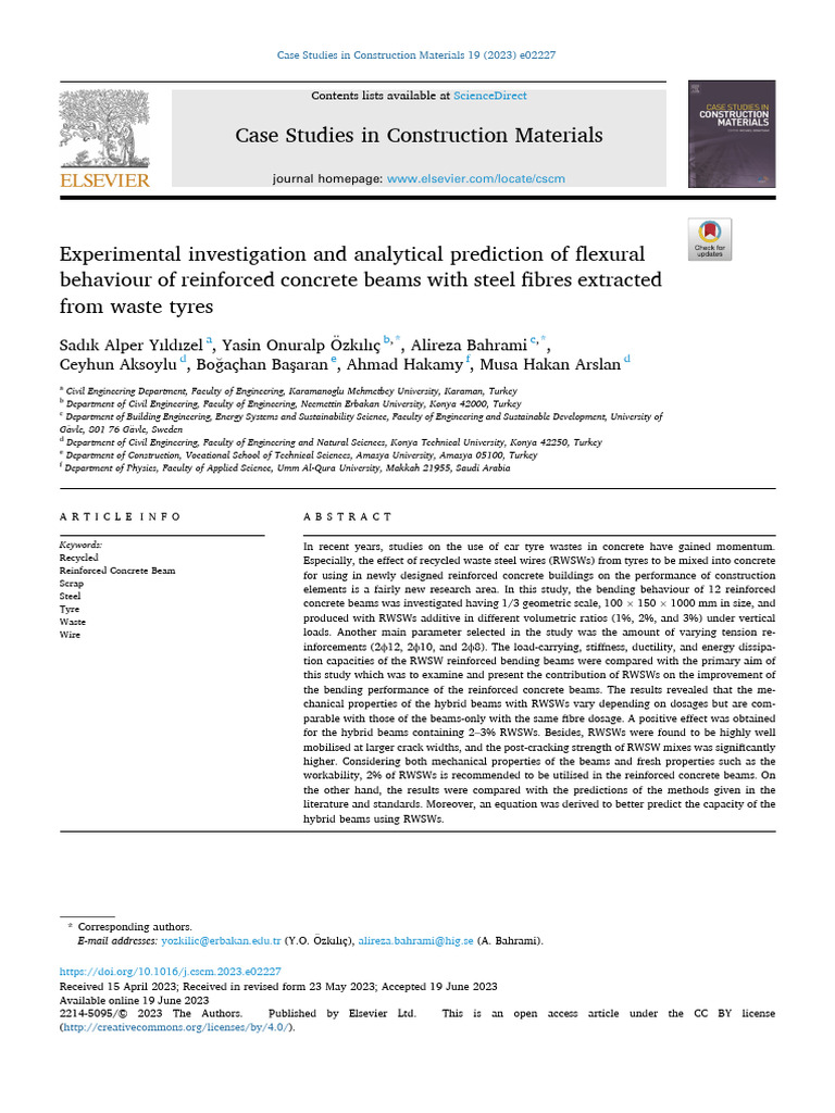Experimental Investigation and Analytical Prediction of 2023 Case ...
