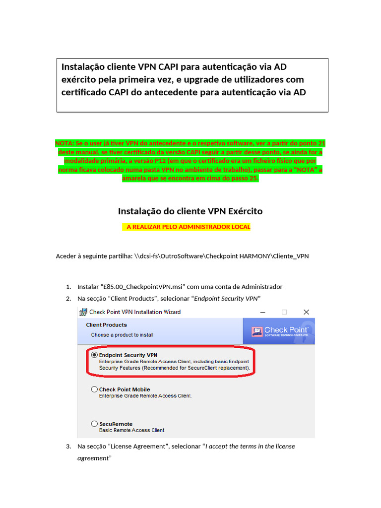 Instalação da VPN Exército com CAPI | PDF | Informática | Programas