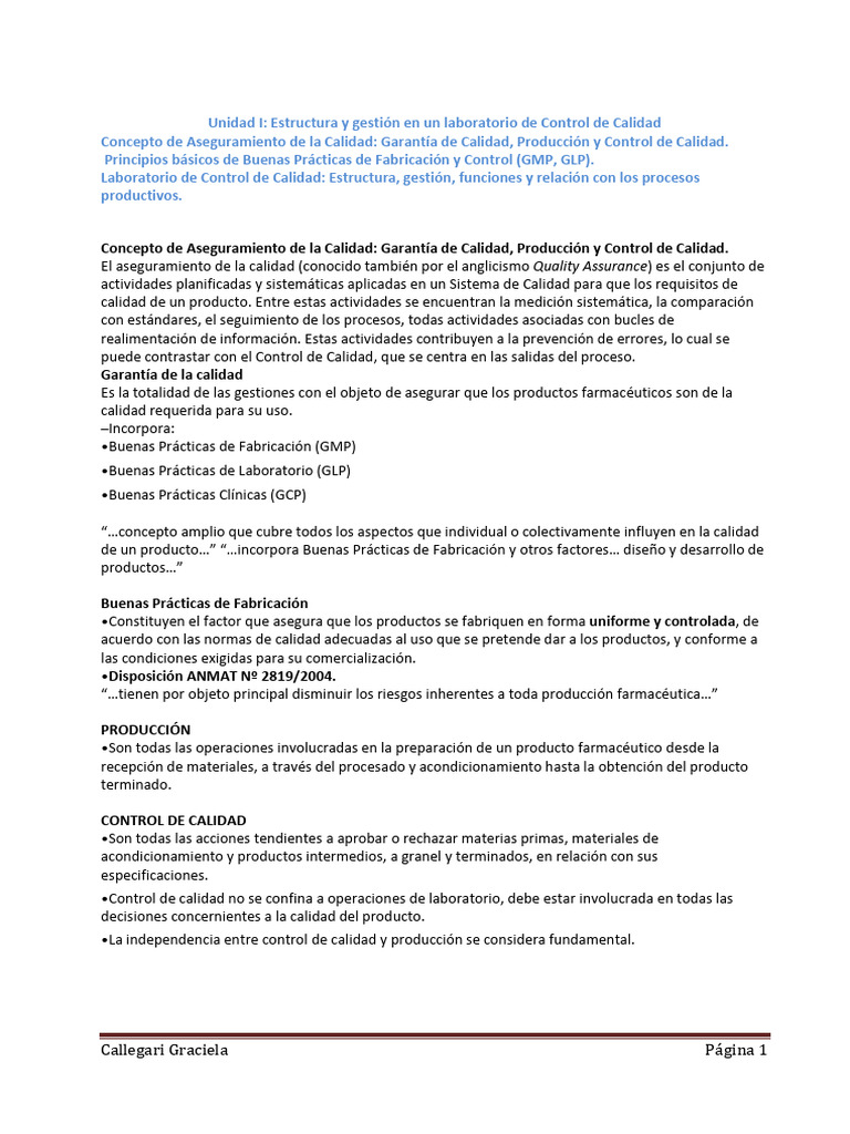 Aseguramiento de Calidad en Farmacéutica | PDF | Calidad (comercial ...