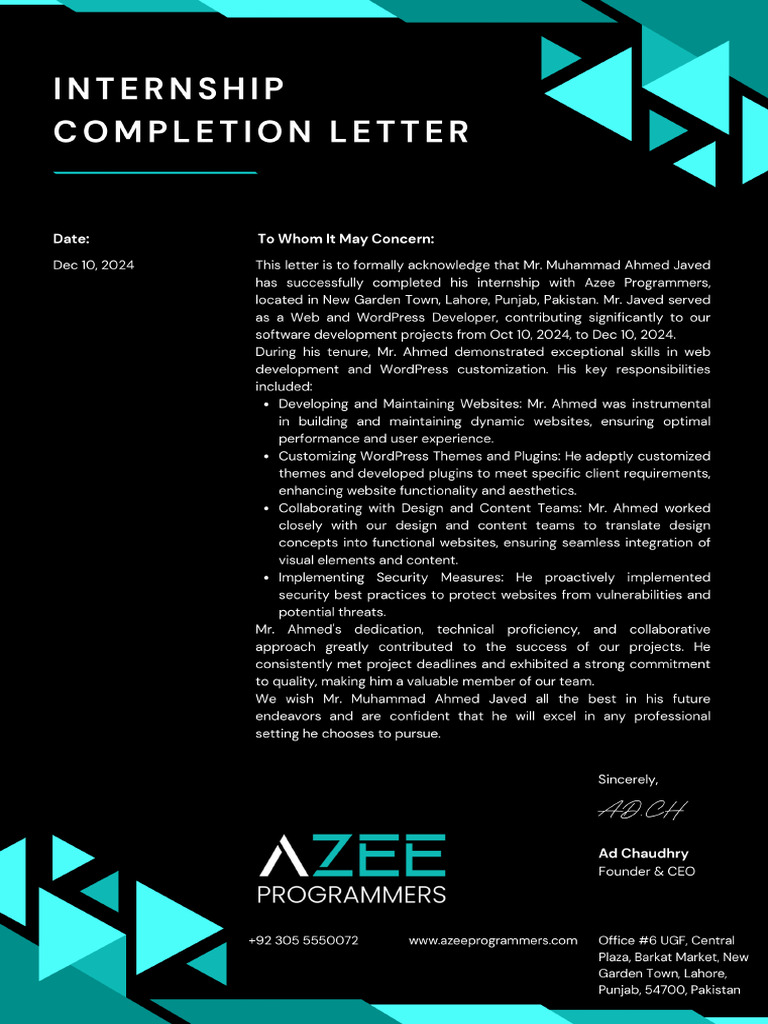 Internship Letter | PDF