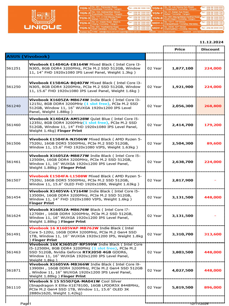 1 - Laptop & Gaming Price List 202412114480 | PDF | Consumer ...
