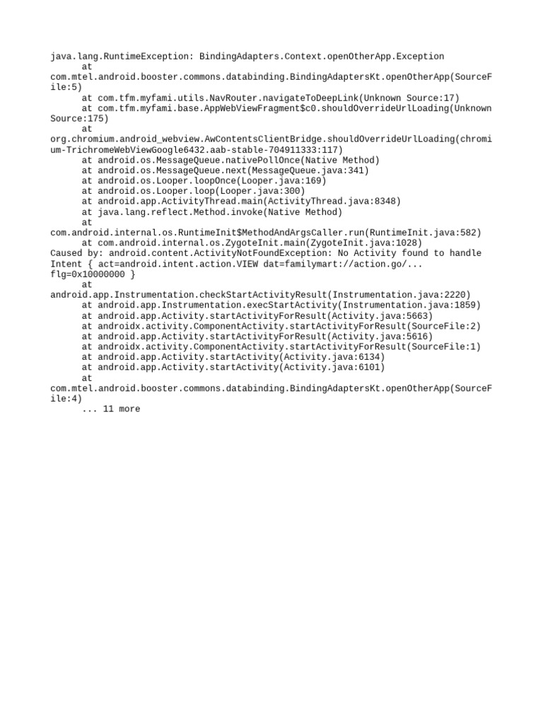 RuntimeException in App Navigation | PDF