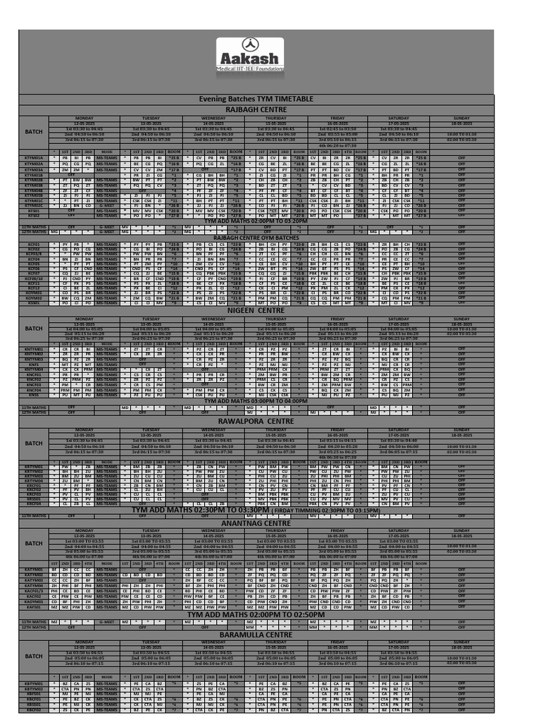 Evening Schedule Tym & Oym Timetable 18 May To 18 May 2025-5 | PDF