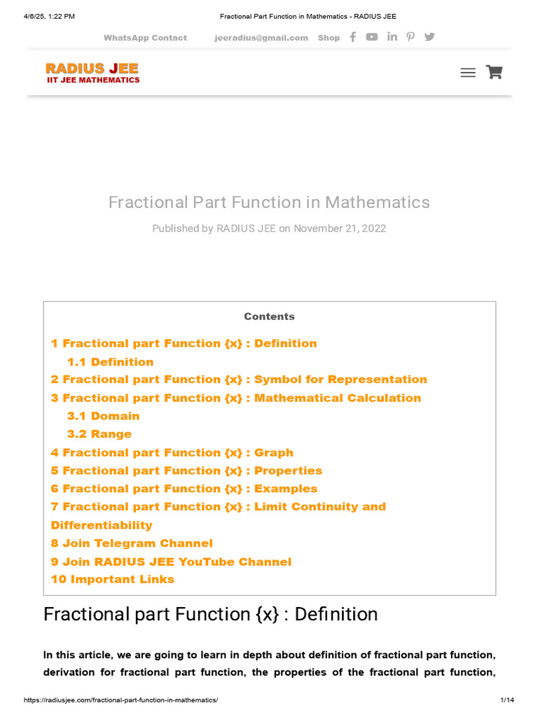 Understanding Fractional Part Function | PDF | Function (Mathematics ...