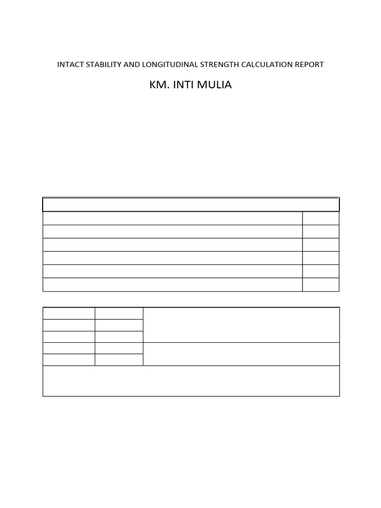 Intact Stability and Longitudinal Strength Report KM Inti Mulia | PDF ...