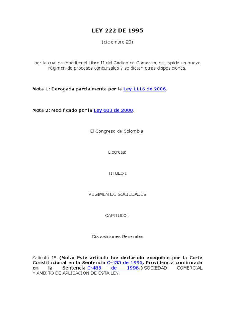 Ley 222 de 1995 | PDF