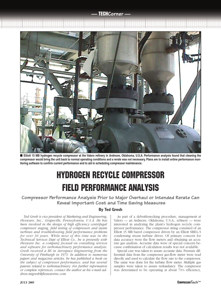 Hydrogen Recycle Compressor Analysis | PDF | Turbine | Gases