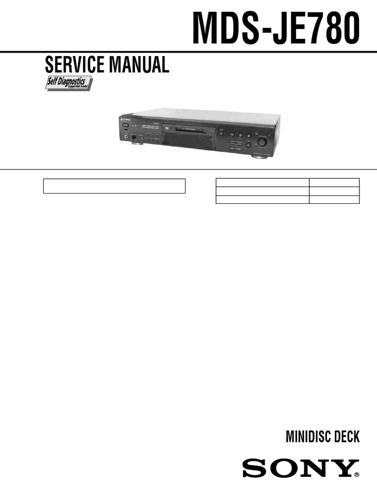 Sony MDS-JE780 Service Manual | PDF | Compact Disc | Printed