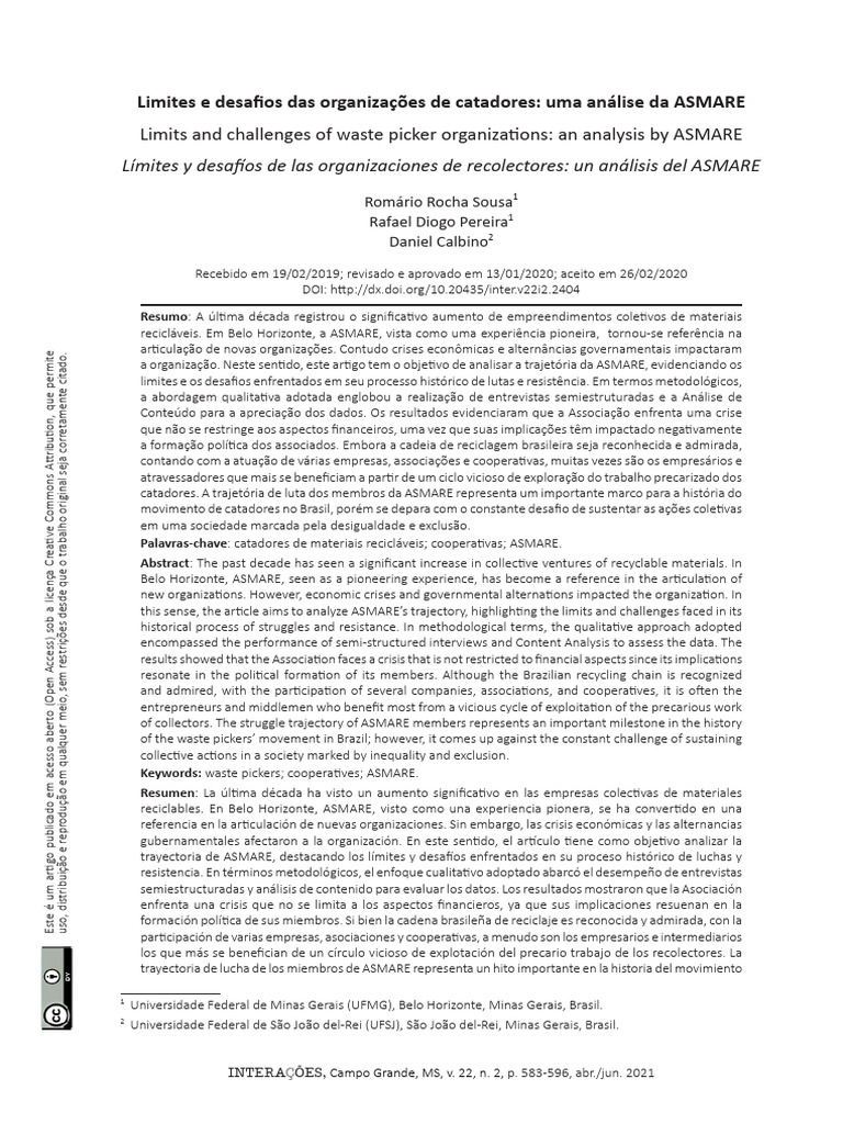 Desafios da ASMARE: Catadores em Luta | PDF | Reciclagem | Desperdício