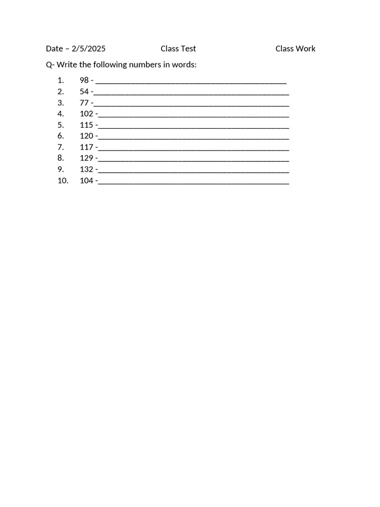 Revision Worksheet Pdf