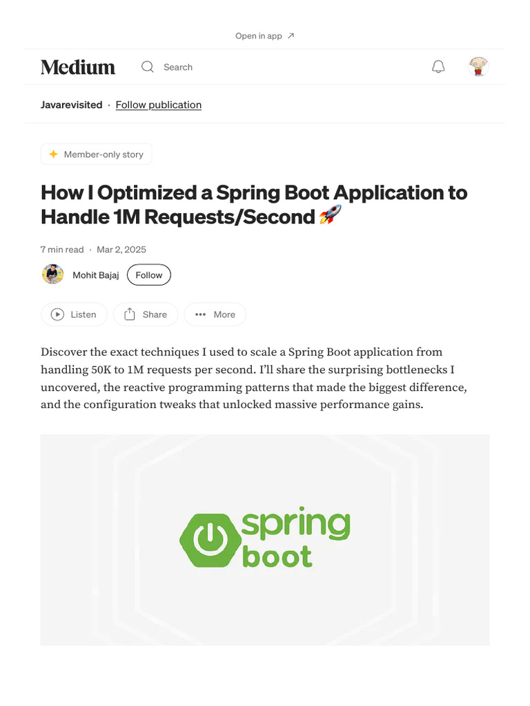 Boosting Spring Boot To 1m Requests Second Pdf Computer Engineering