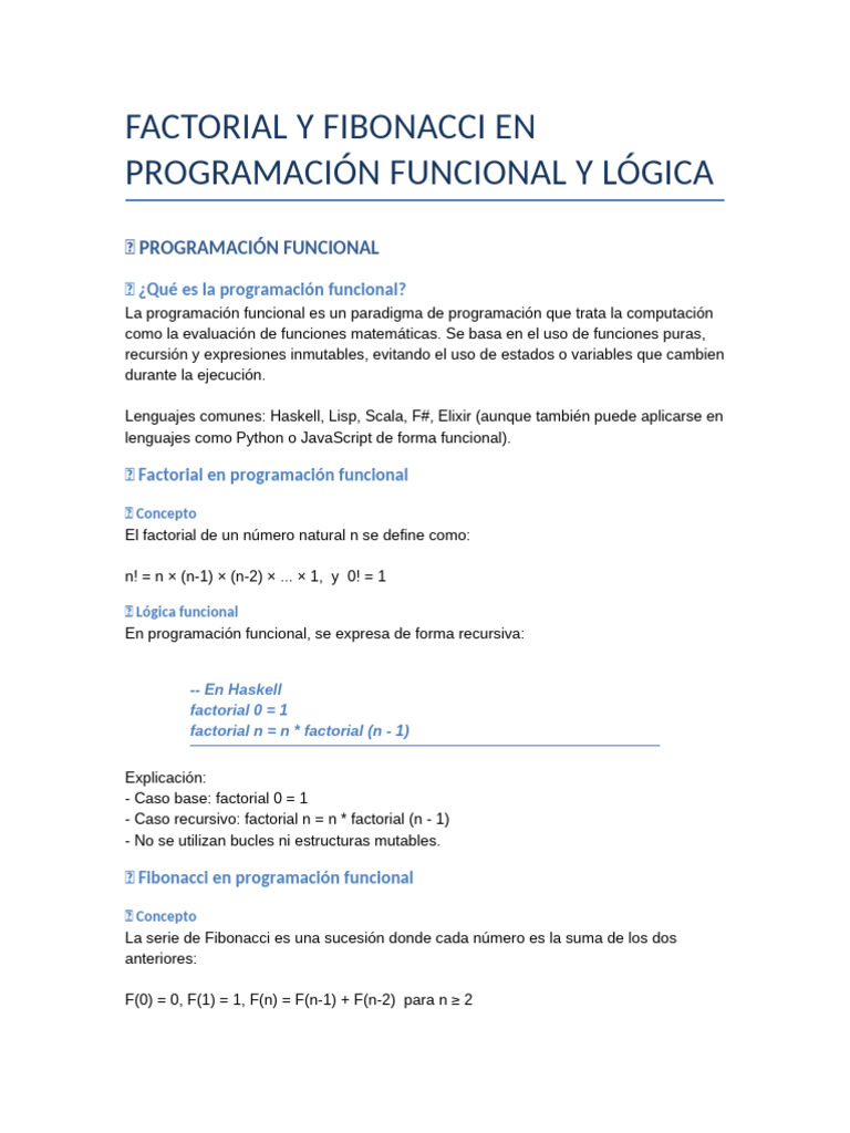Factorial y Fibonacci en Haskell | PDF | Programacion Funcional ...