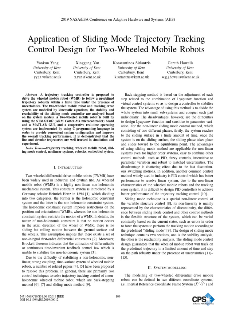 Sliding Mode Control for Mobile Robots | PDF | Nonlinear System | Mechanics