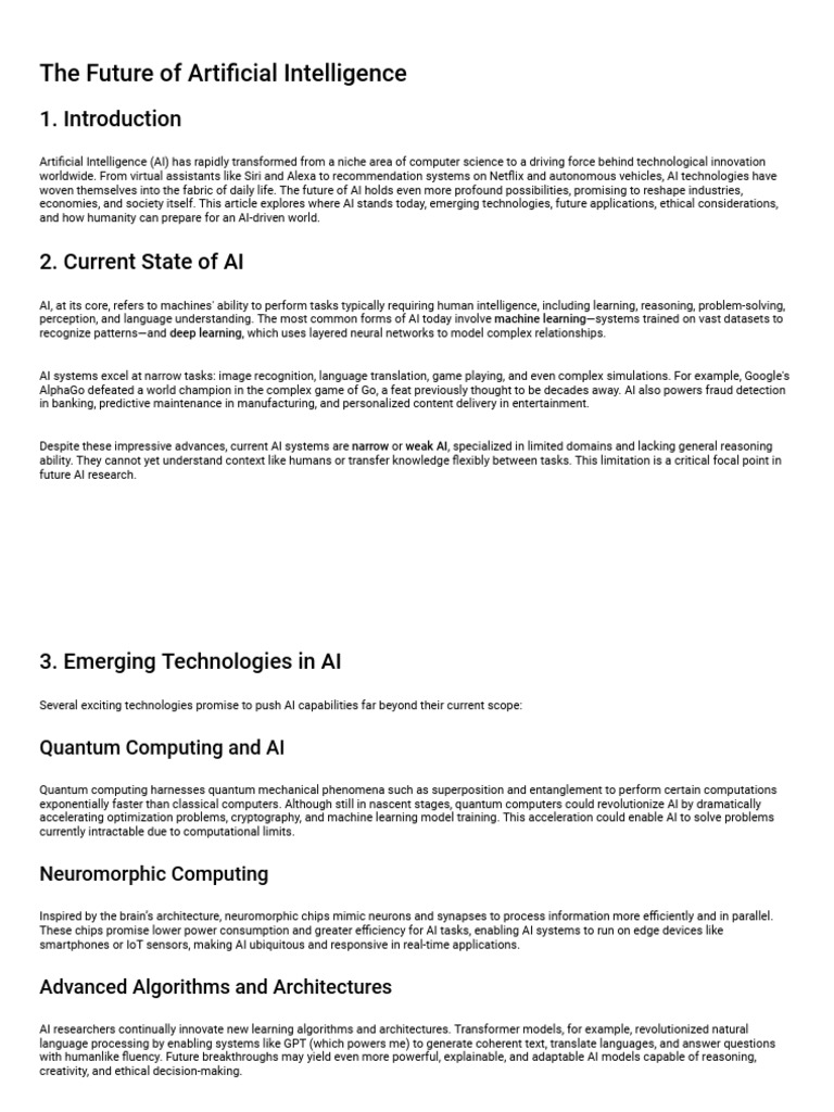 Future Trends in Artificial Intelligence | PDF | Artificial ...