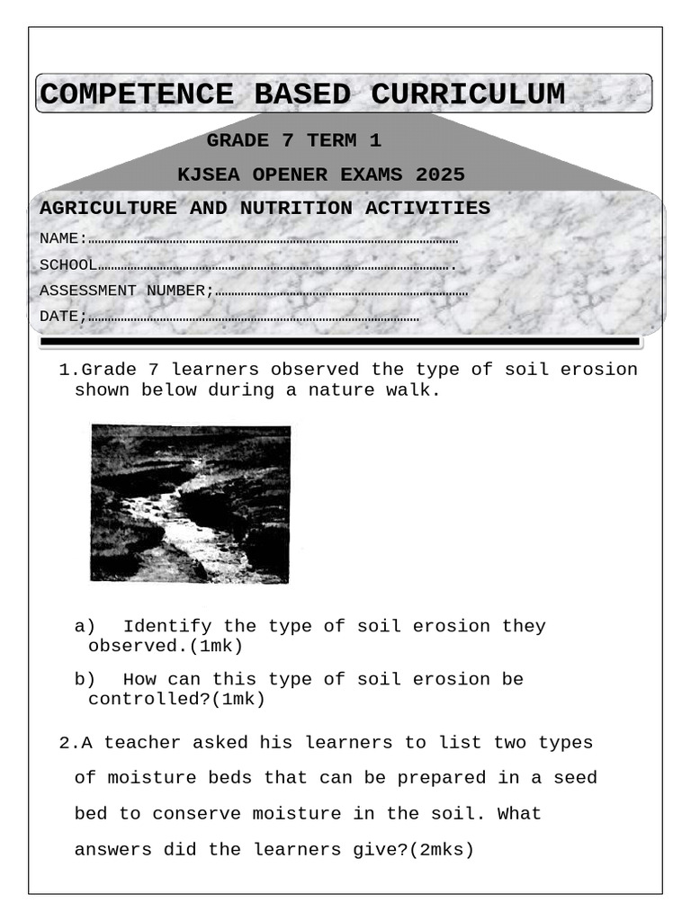 Grade 7 Agriculture & Nutrition Exam Guide | PDF | Soil | Plants