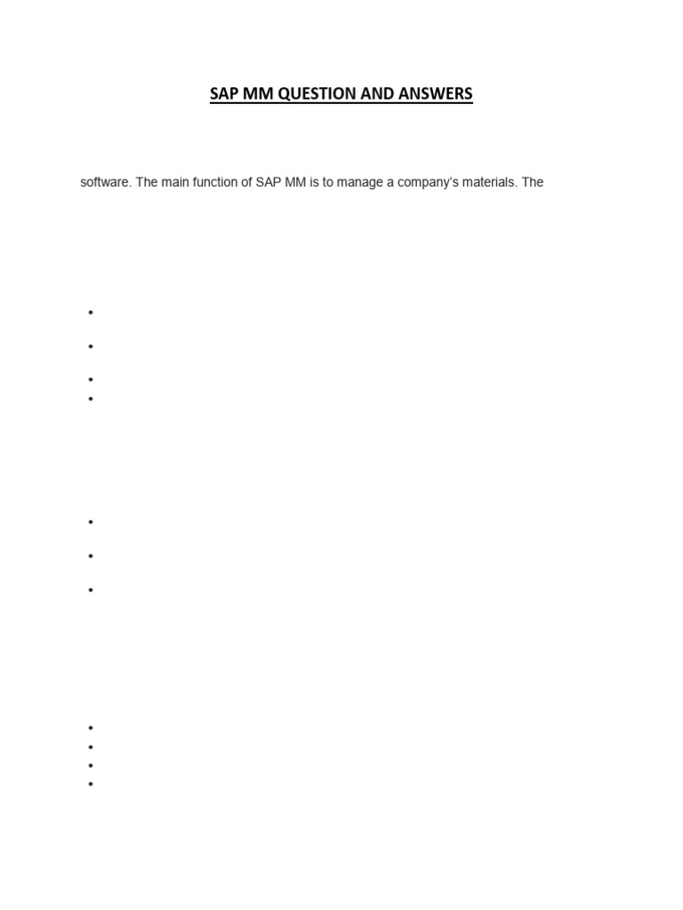 SAP MM Interview Questions & Answers | PDF | Inventory | Procurement