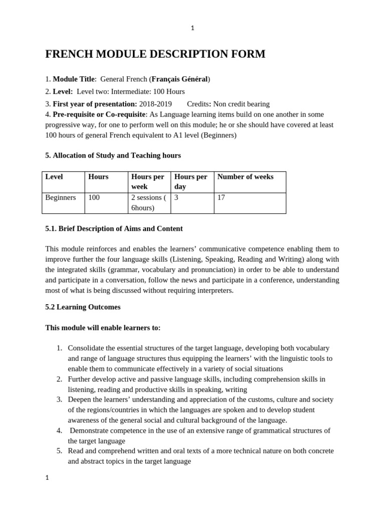 Module de Français Général Intermédiaire | PDF | Relations syntaxiques ...