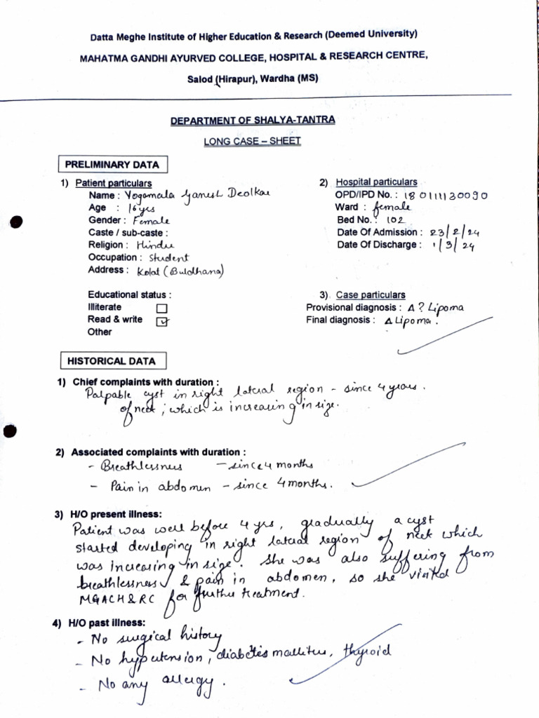 Shalya Long Case Paper | PDF
