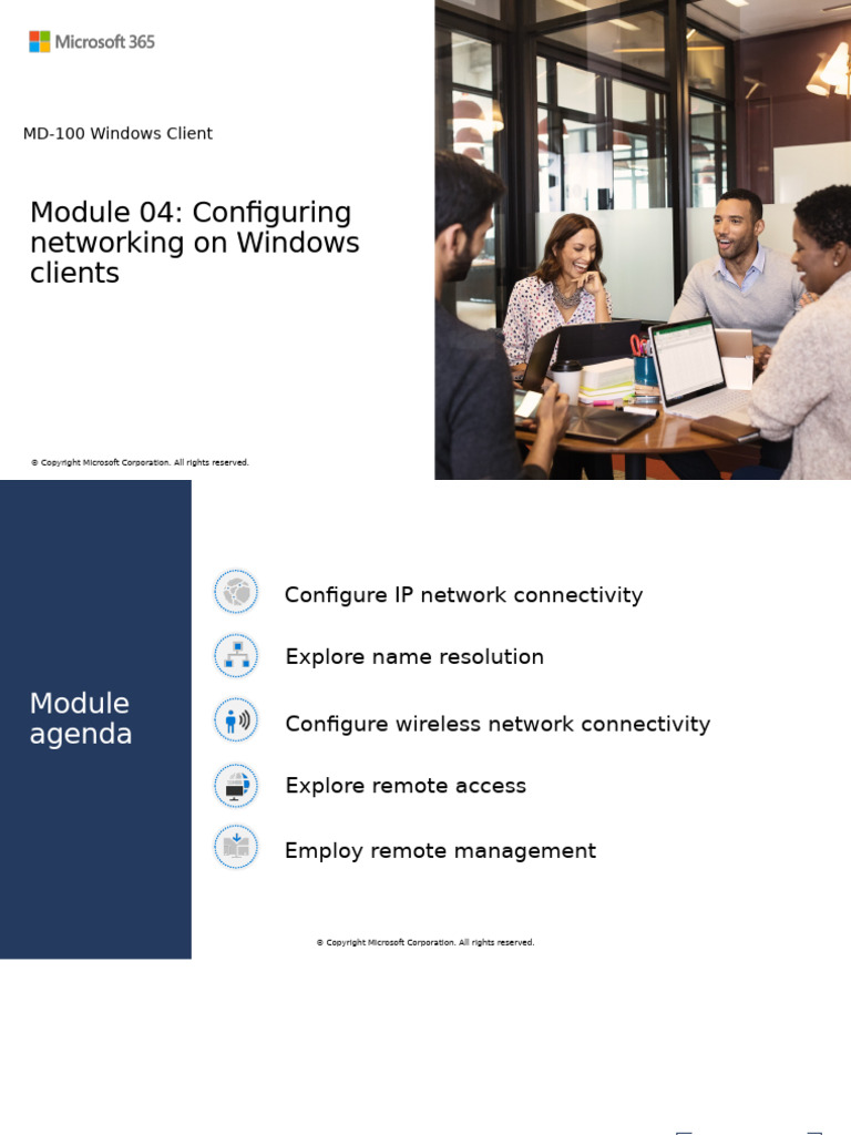 MD 100T00 ENU PowerPoint - M04 | PDF | I Pv6 | Ip Address