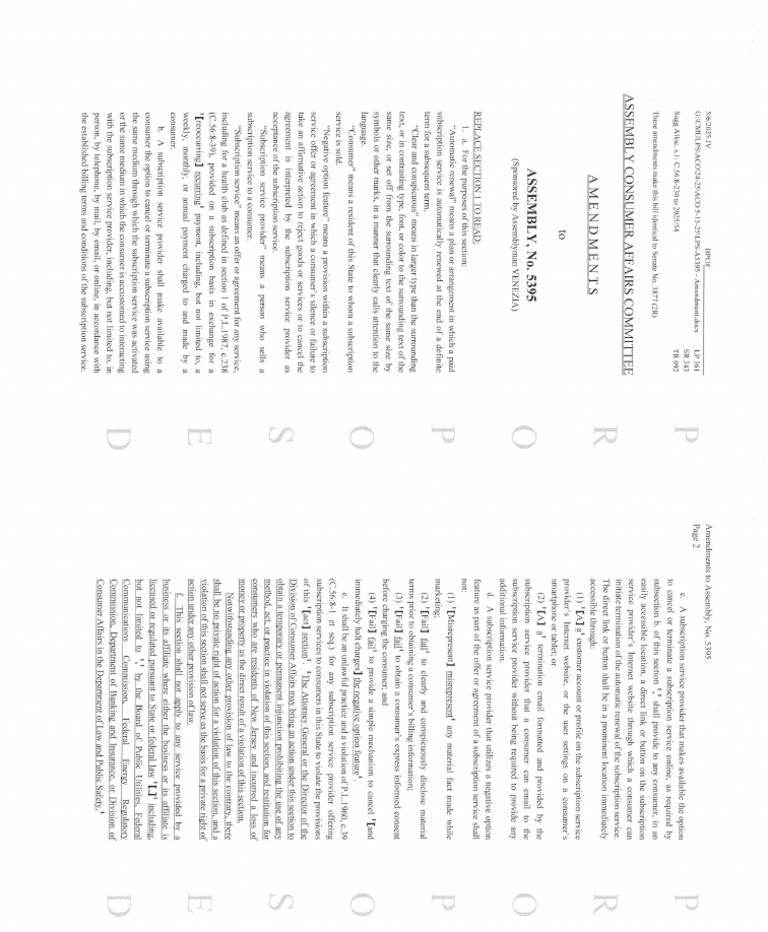 A5395 Amendments | PDF