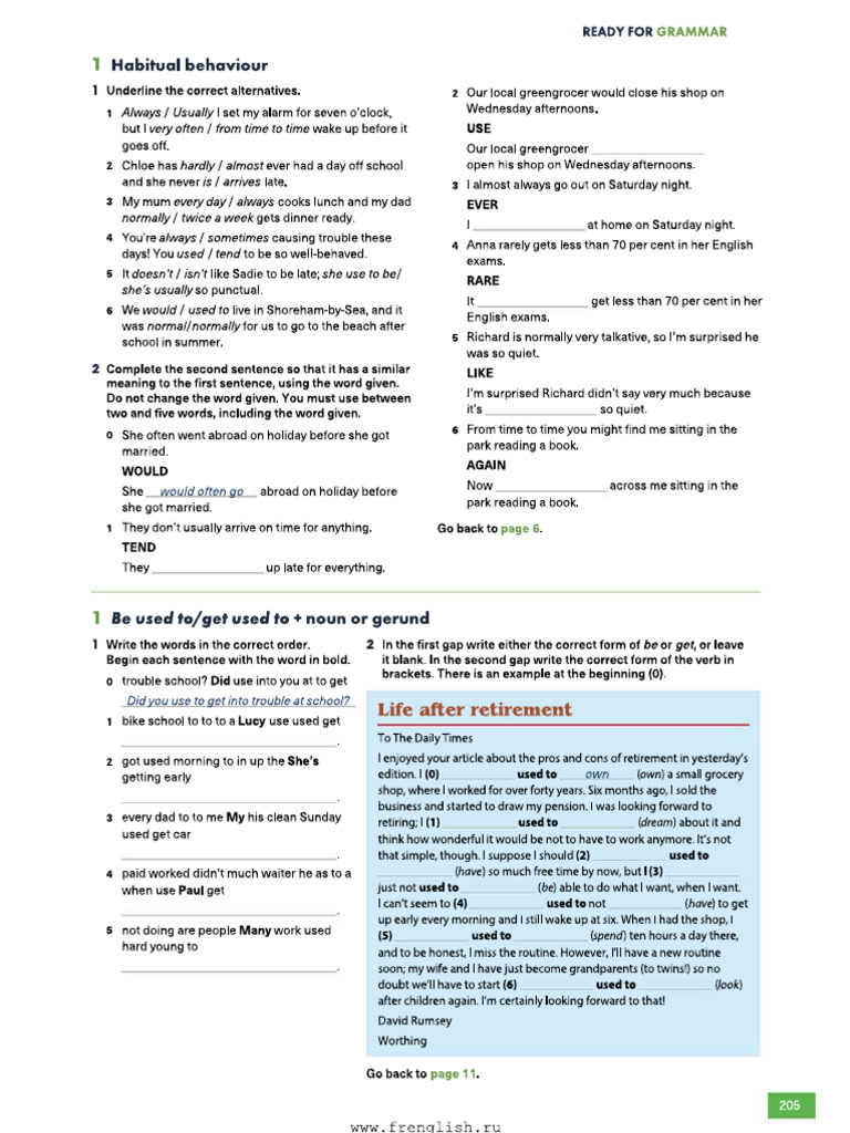 Ready For First Unit 1 - Grammar File SB | PDF