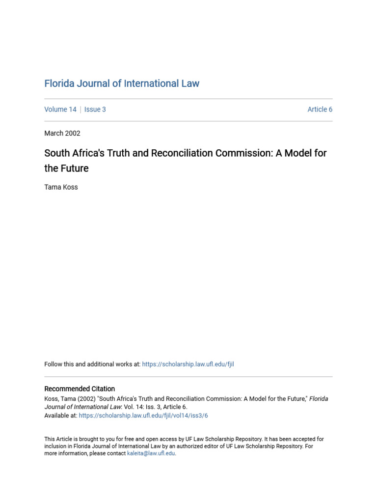 South Africas Truth and Reconciliation Commission - A Model For T | PDF ...