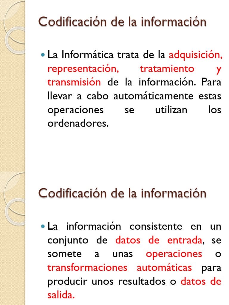 Codificación y representación de información | PDF | Información ...