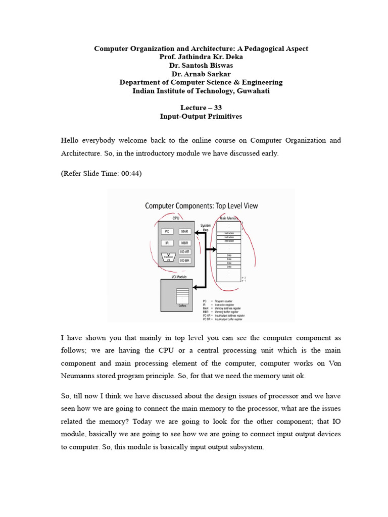 Input-Output Primitives in Computer Architecture | PDF | Input/Output ...