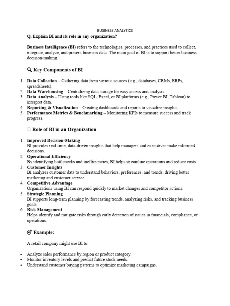 Understanding Business Analytics and BI | PDF | Analytics | Business ...