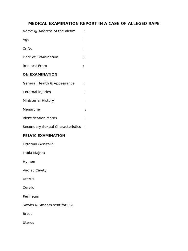 Medical Examination Report: Alleged Rape | PDF