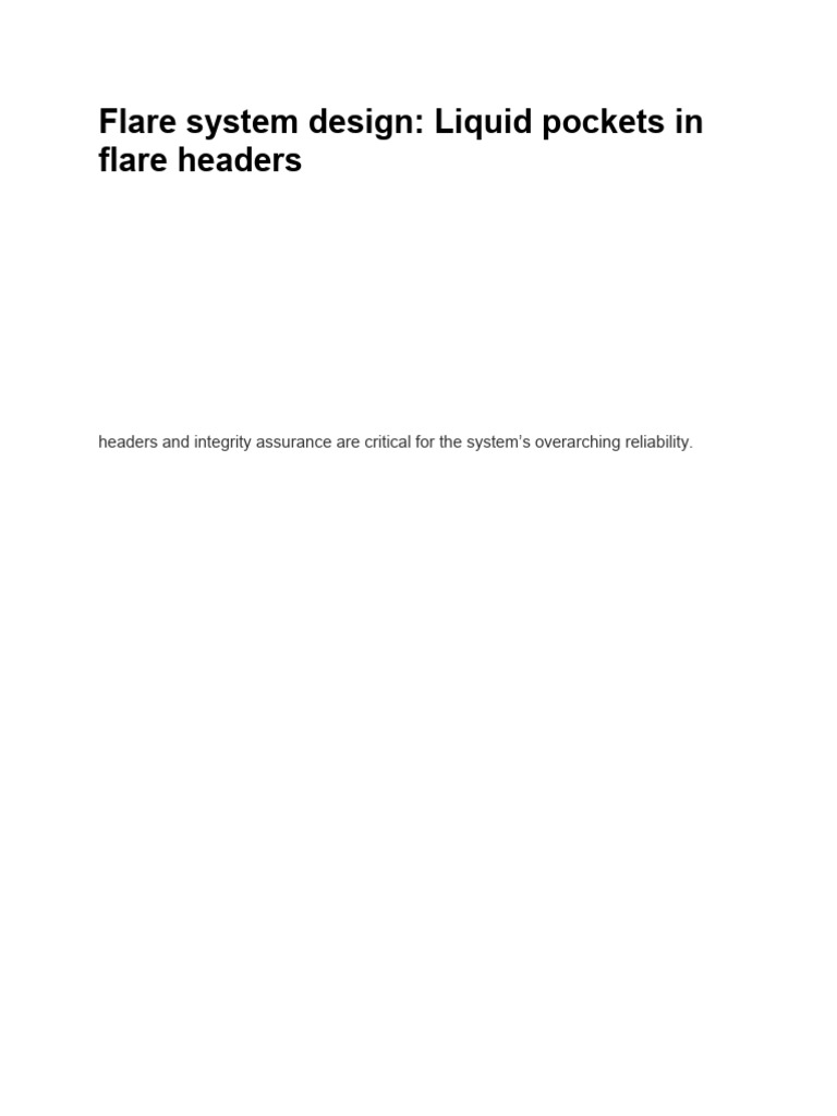 Flare Header Design: Liquid Pocket Risks | PDF | Liquids | Heat Transfer