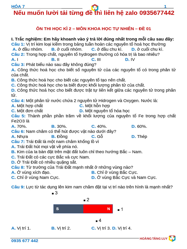 De Thi Hoc Ki 2 | PDF
