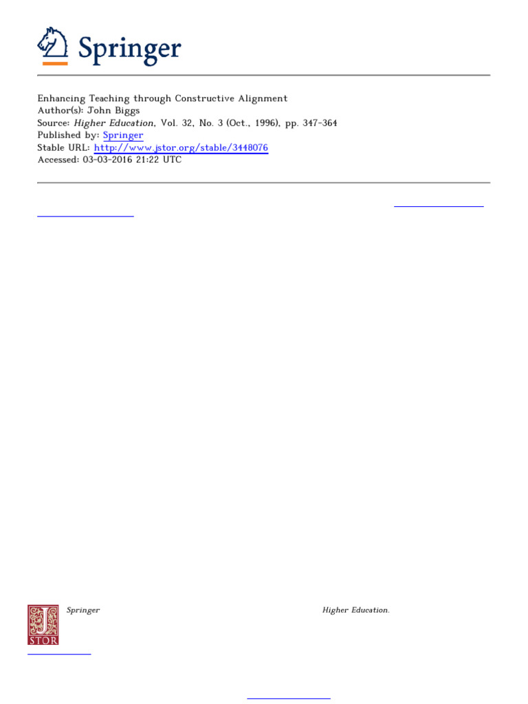 Enhancing Teaching via Constructive Alignment | PDF | Constructivism ...