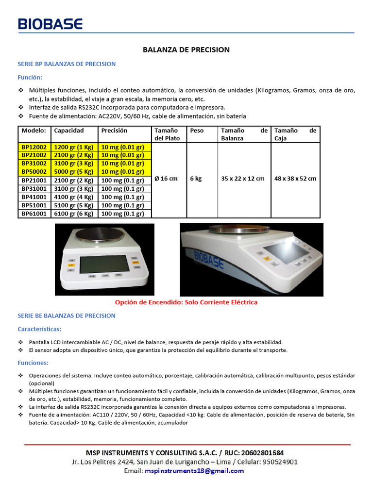 Balanza de Precisión: Modelos y Funciones | PDF | Balanza